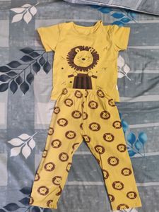 Cute Lion Print Pajama Set