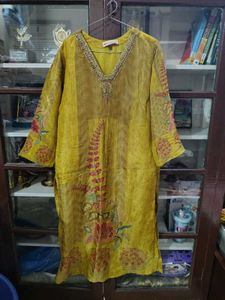 mehendi color Embroidered kurti set for festive