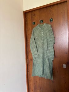 man Elegant Green Sequined Kurta