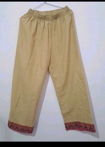 Elegant Plum Palazzo Pants with Gold Border
