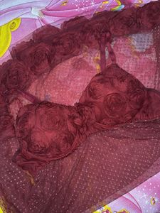 Burgundy Rose Embellished nightwear