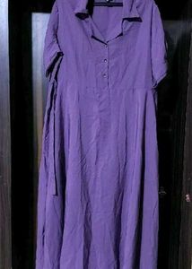 Elegant Purple Button-Up Midi Dress