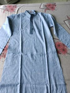 Light Blue Embroidered Men's Kurta