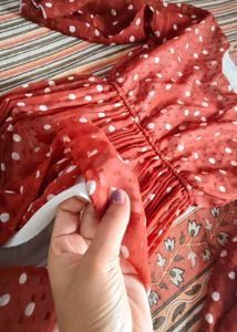 Polka Dot Pleated Midi Dress