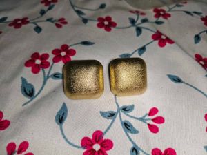 Gold Textured Square Earrings