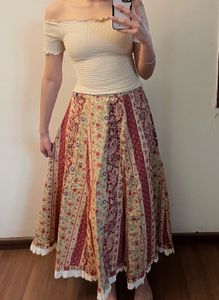 Boho Floral Print Maxi Skirt