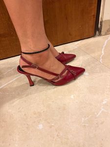 Red Patent Slingback Heels