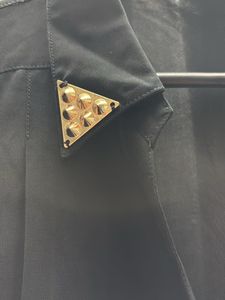 Chic Black Collared Blouse with Studs