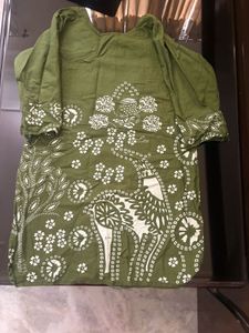 Olive Green Printed Kurta Set