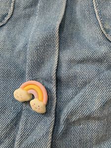Cute Denim Skirt with Rainbow Buttons