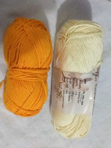 2 Skeins Yarn - Orange & light Yellow