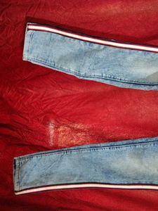Stylish Blue Jeans with Side Stripe
