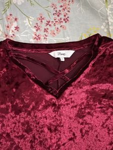 Crushed Velvet V-Neck Top