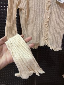 Cream Ruffle Knit Cardigan