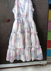 Auli Brand Floral Frock With Heavy Denim Jacket