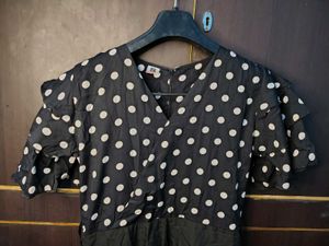 Chic Polka Dot Ruffle Sleeve Top