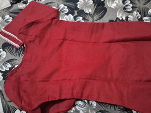 Maroon Embroidered Kurta