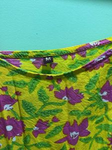 Yellow Floral Print Midi Dress