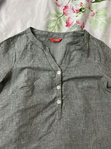 Stylish Grey Linen Kurta