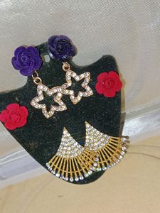 Rose &amp; Star Drop Earrings