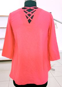 Coral V-Neck Blouse