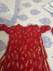 Pure Chinnon Kurta Sharara Set For Girls .age 7- 9