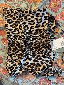 Leopard Print Tie Strap Crop Top