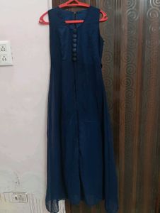 Elegant Navy Blue Maxi Dress L size