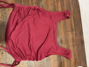 Maroon Ribbed Tank Top with Drawstring