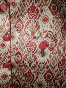 Elegant Red &amp; Cream Ethnic Nehru Jacket with Ikat-