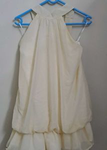 Elegant Off-White Halter Neck Mini Dress