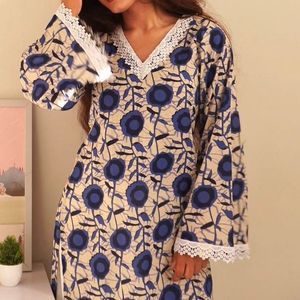 Blue Floral Print Kurta