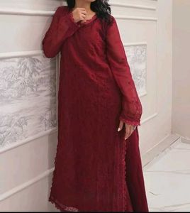Red three piece Kurta Set
