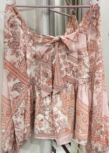 Boho Print Peplum Blouse