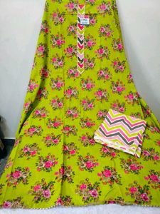 Green Floral Dress Material