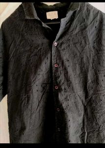 Black Textured resort shirt westside