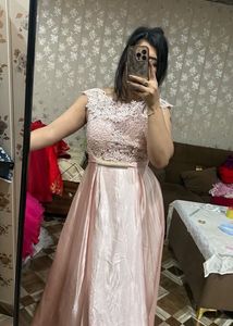 Elegant Pink Lace Top Gown🦋🎀🩷