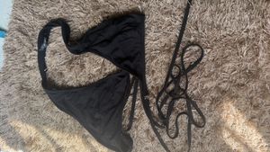 Black Halter Neck Wrap Bikini Top