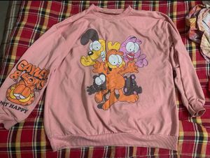 Pink Garfield Graphic Sweatshirt
