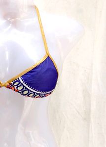 Stylish Blue &amp; Gold Bikini Top