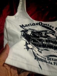 Vintage-Style Printed Crop Tank Top