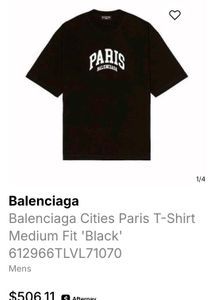 New Balenciaga Cities Paris T-Shirt Medium Fit