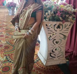 Elegant Gold Embroidered Saree with blouse