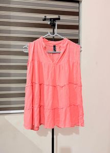 Tiered Sleeveless Top - Coral