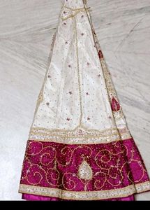 Elegant White & Pink Embroidered Lehenga