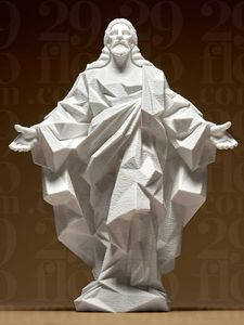 Geometric Jesus Statue white 3d printed