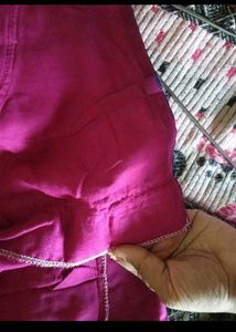 Vibrant Pink Saree d blouse with Gold Border