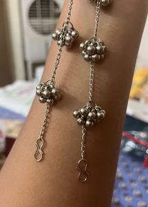Silver Anklet with Tassel Charms