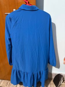 Chic Blue Ruffled Tunic Dress