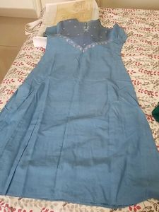 Teal Paisley Print  and blue cotton kurtas
